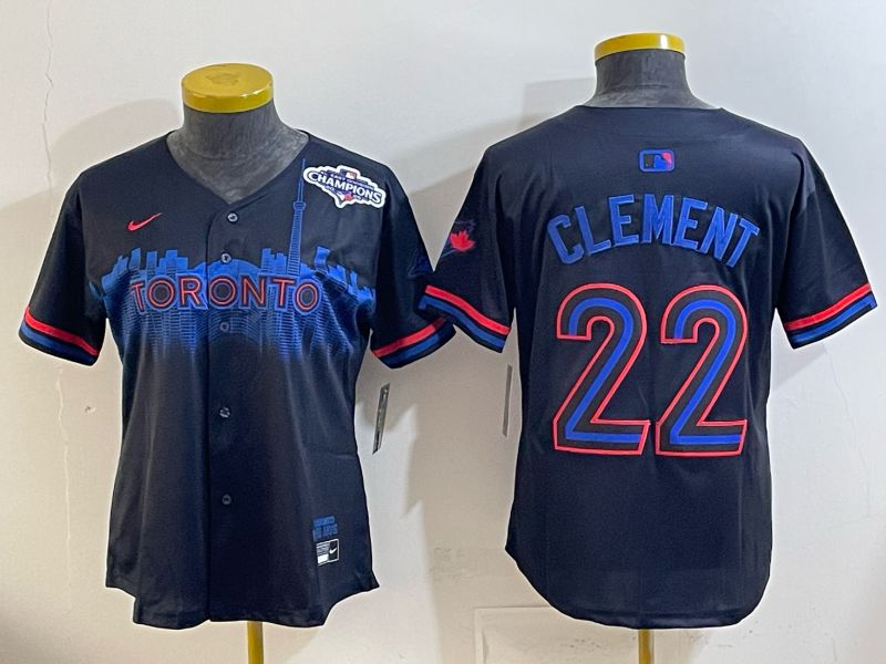 Women 2025 Nike Toronto Blue Jays #22 Clement black Game MLB Jersey 02->women mlb jersey->Women Jersey